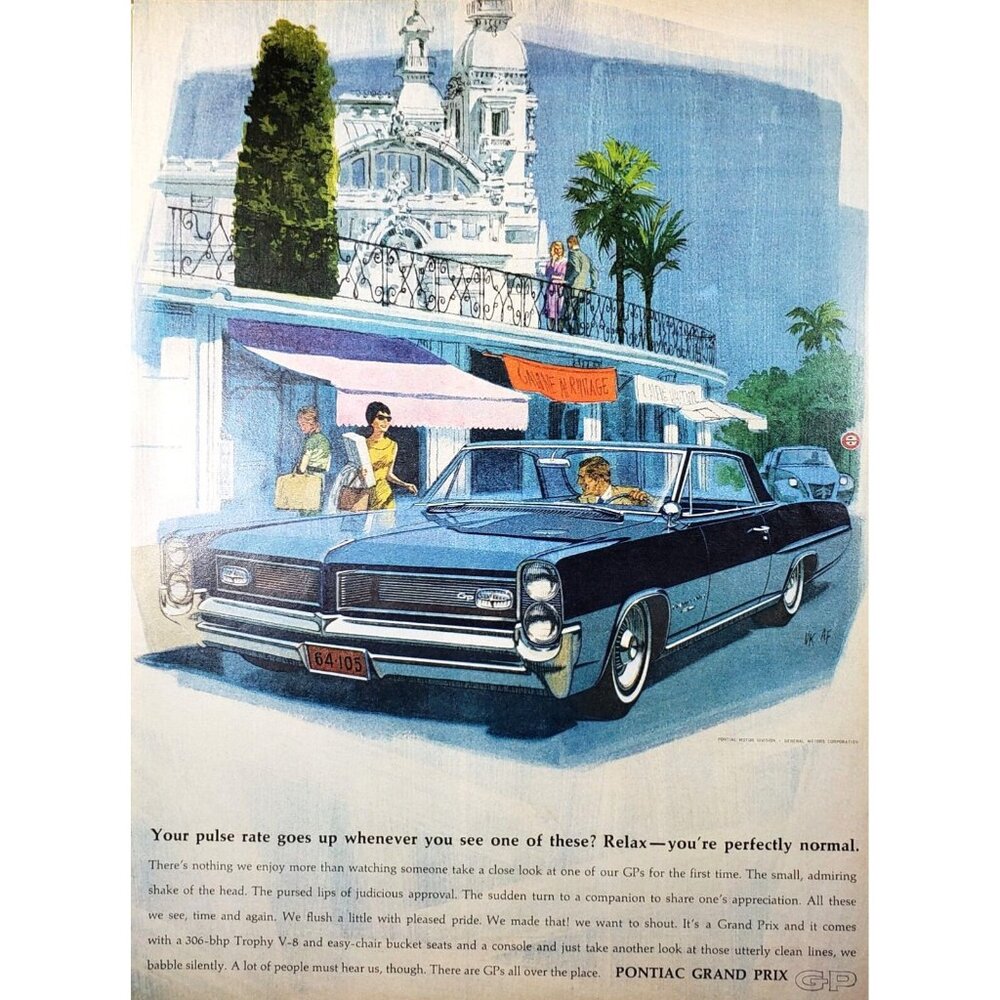 PRINT AD 1963 Pontiac Grand Prix 2 Door VK AF Kaufman Fitzpatrick 10.5x13